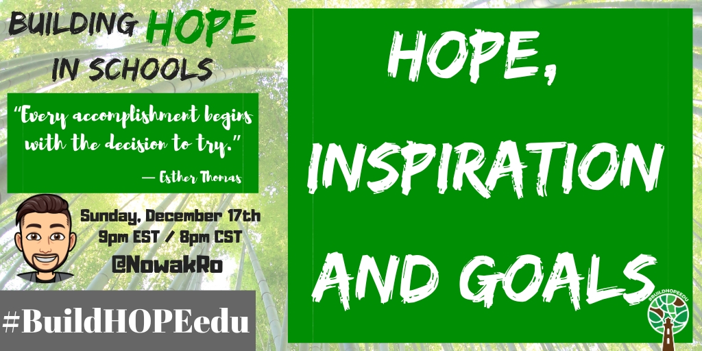 One hour until tonight's #BuildHOPEedu chat.

Join us for our last chat of 2023 as we come together to reflect and talk about HOPE, Inspiration, and Goals.

Keep growing!

#bekindEDU #CodeBreaker #sunchat #teachpos #gratefulEDU #edchat #tlap #LeadLAP #education