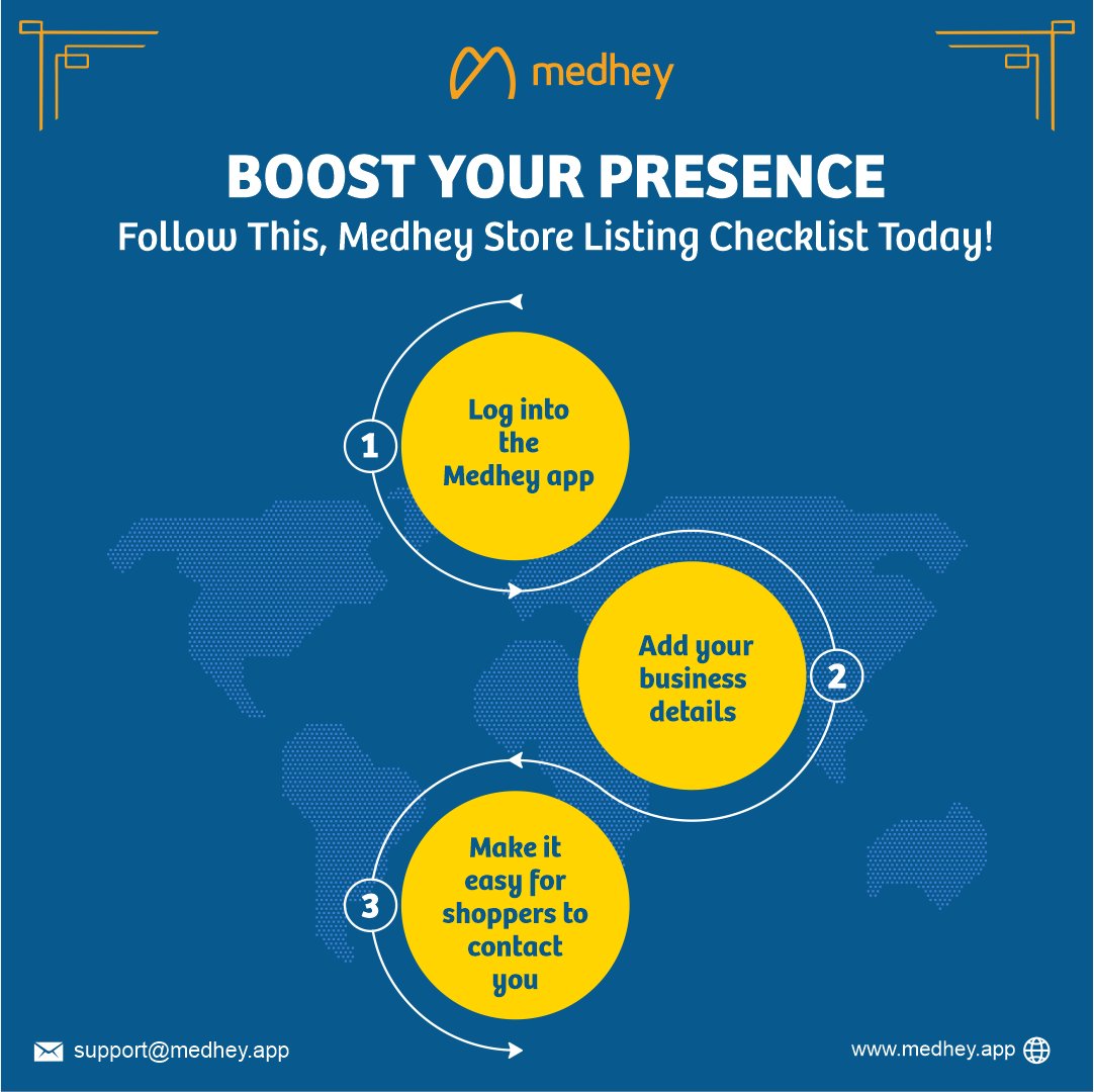 Ready to Launch on Medhey? Just log in, add your details, and ensure easy contact. Your store will be selling in no time! 🚀📲

#medhey #medheyapp #business #startup #digitalplatform #customerbase #showcaseproducts  #LISTING #CHECKLIST  #freelisting