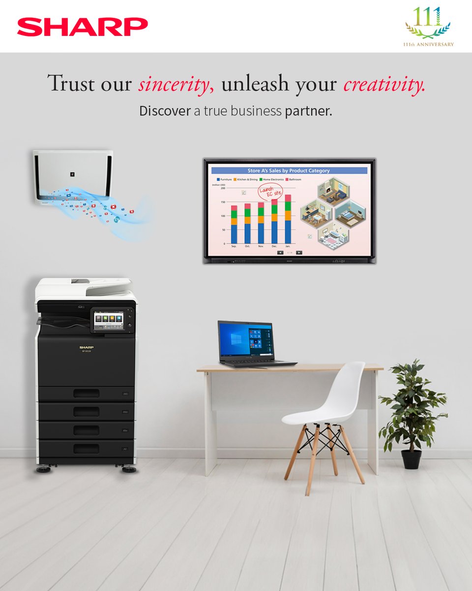 Our wide range of products gives you every business solution you need.

#SHARP #beoriginal #SharpIndia #SmartBusinessSolutions #SincerityUnleashed  #InnovationNation  #CreativeMinds   #PrintCreativity #PrintInnovation  #amazingworkplaces #letscreateamazingworkplaces