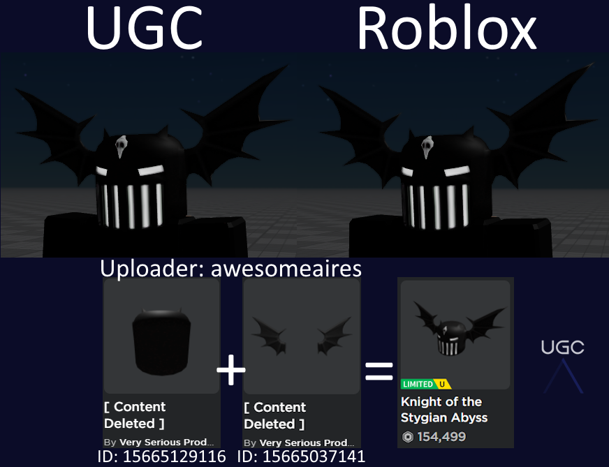 Peak” UGC on X: UGC creator RawFH05 uploaded a 1:1 copy of the limited Dominus  Pittacium retextured in Robux instead of Tix. #Roblox #RobloxUGC   / X