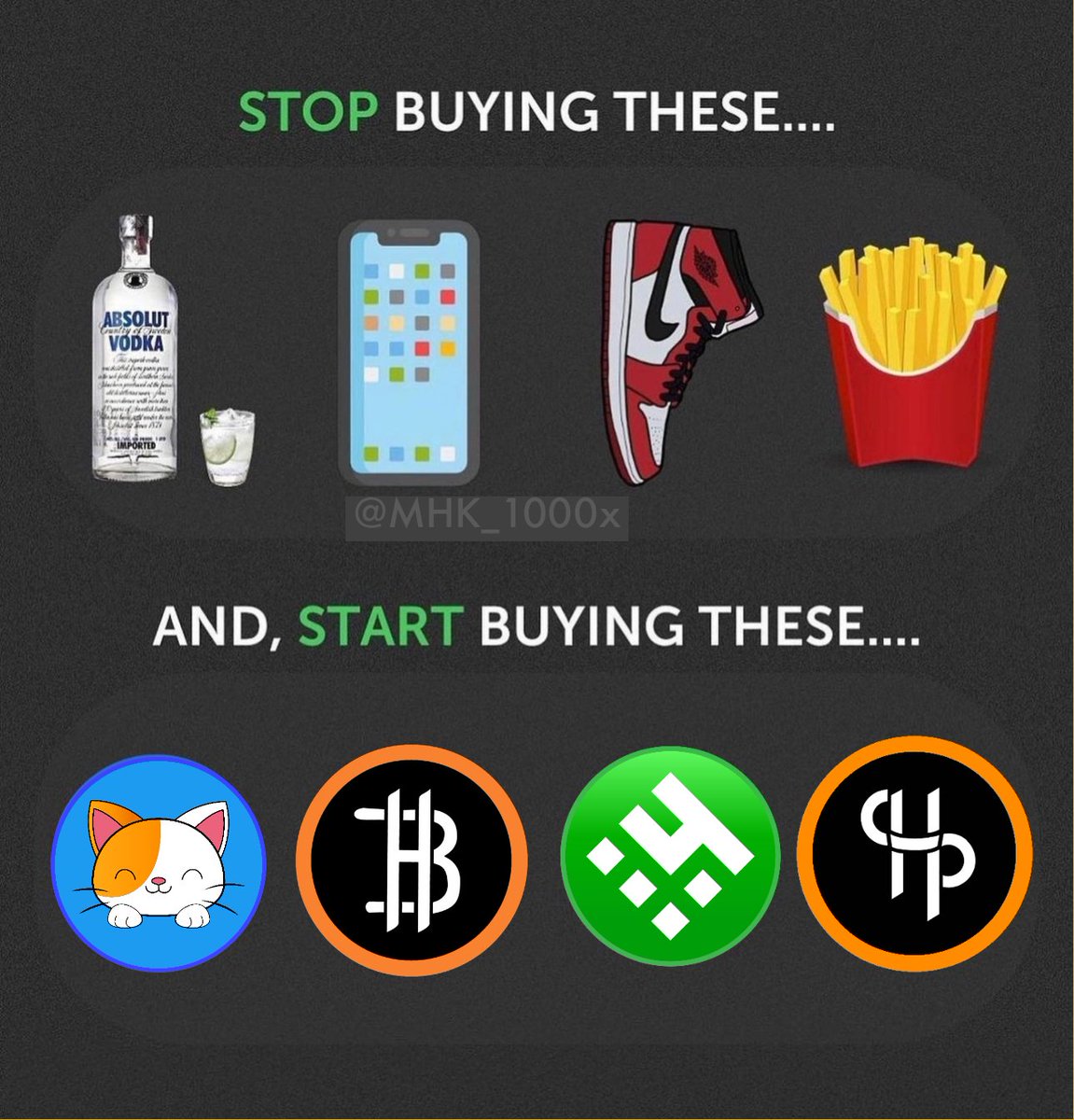 Our favourite 4 cryptos have 4 missions in the upcoming #bullrun. 
#HPSv2(@BHC_Happiness)~ #Roadto200$
#BHC (@BHC_Happiness)~ #Roadto5000$
#OKY(@onigikitty)~ #Roadto10$
#4TOKEN (@ignore_fud)~ #Roadto1$

These 4 crypto will change your life.
#1000x to #10000xgems.Don't miss them.