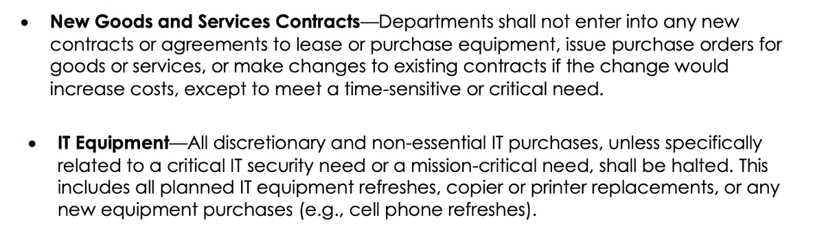 California orders a spending freeze that includes halting any new IT or services purchases, whether previously authorized as a budget item or not. I know the story is bigger, but this will impact #EdTech

dof.ca.gov/wp-content/upl…