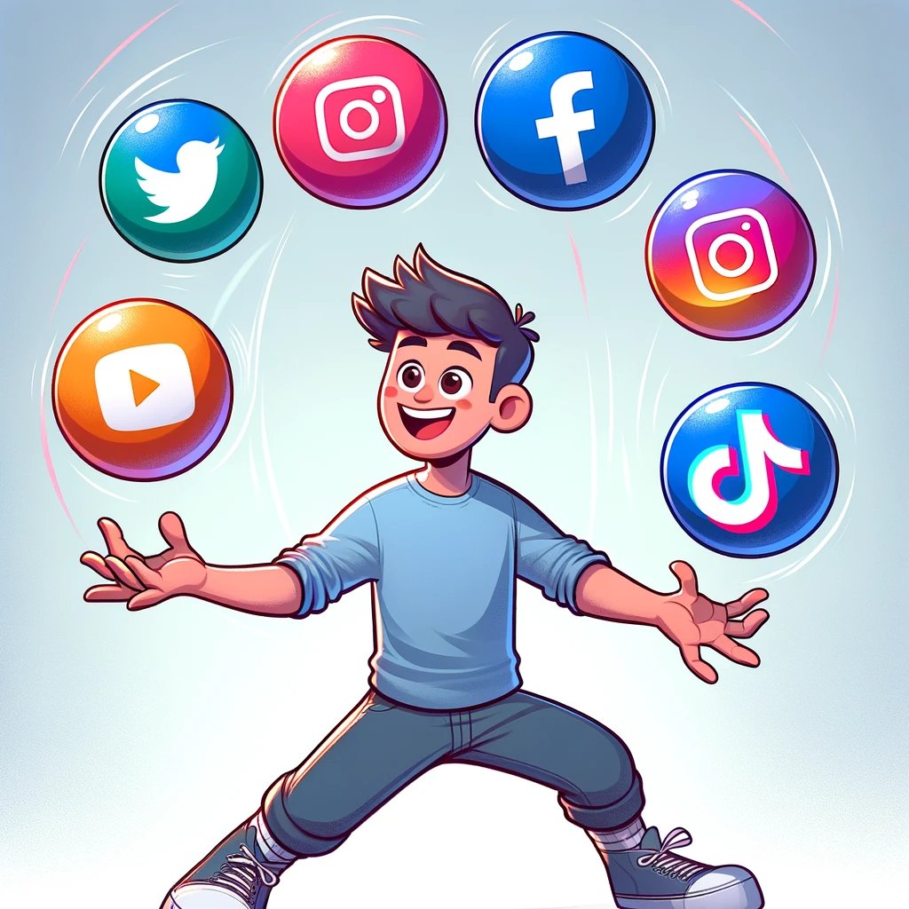 Juggling the social media circus like a pro! 🤹‍♂️📱 #SocialMediaJuggler #DigitalBalance #CartoonLife #SocialMediaFun #JugglingAct #DigitalEntertainment