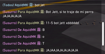 bath3g's tweet image. Lo tenía agregado desde hace mucho, hoy me lo encuentro en una DEATHMATCH DEF. y me dice BOT, la segunda imagen lo dice todo.
No lo conozco, sino con dos huevos lo taggeo para que vea lo pendejo que es JAJAJAJA