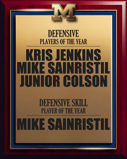 Defensive Players of the Year: Kris Jenkins, Mike Sainristil, Junior Colson Defensive Skill Player of the Year: Mike Sainristil