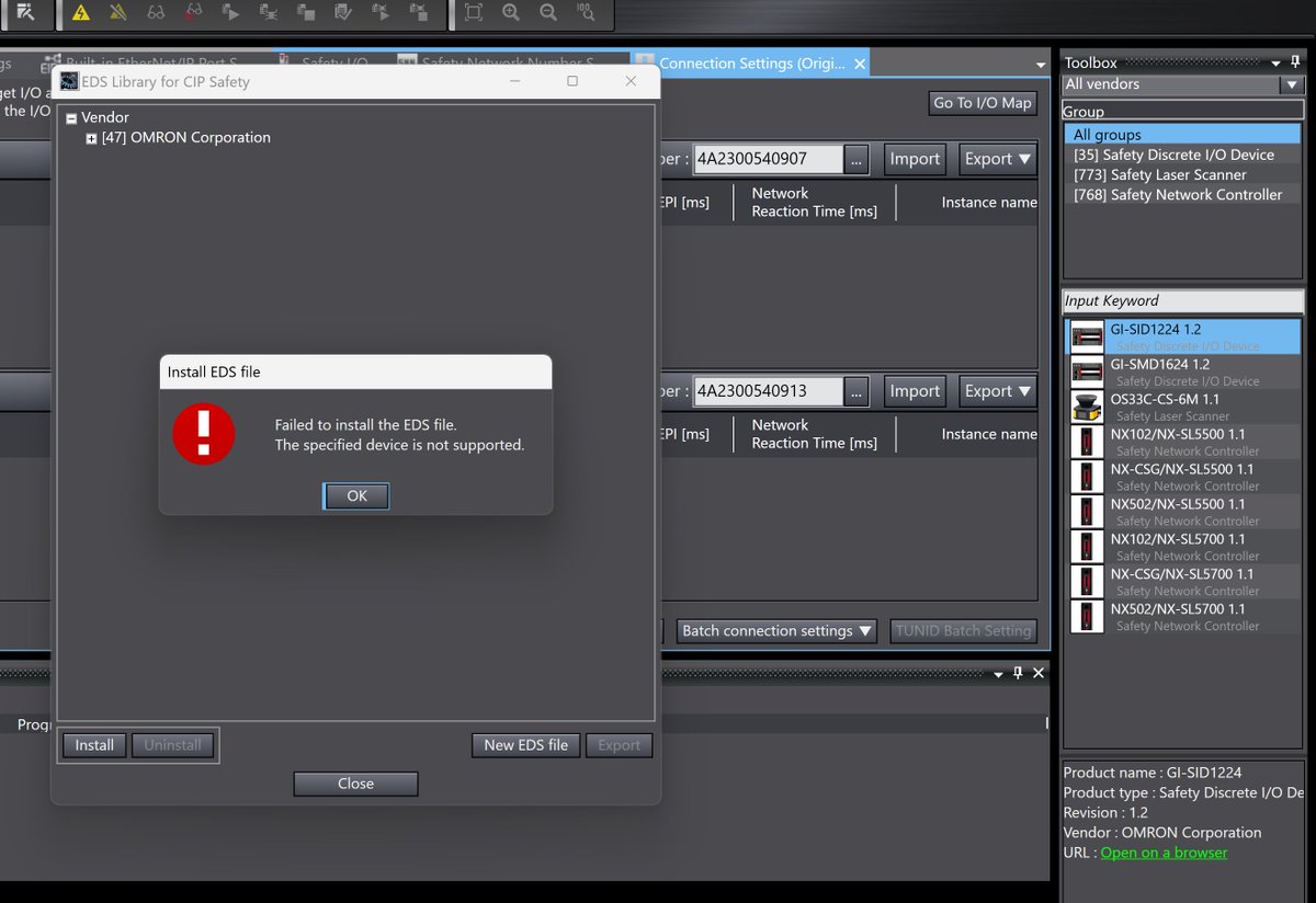 3threes2's tweet image. EDS Import できん
なんで
#SysmacStudio