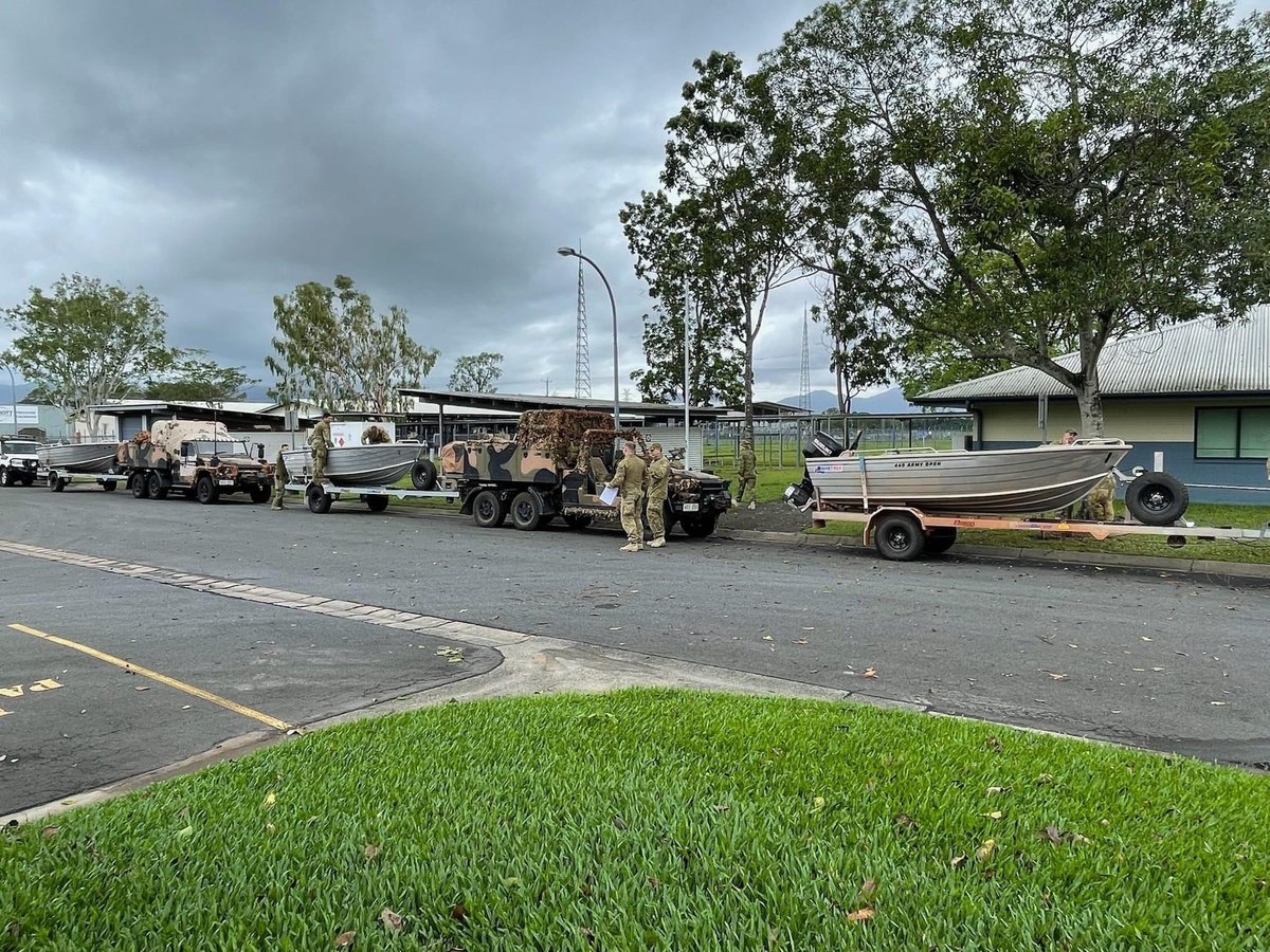 Soldiers from 51st Battalion, headquartered in Cairns, have assisted in flood affected areas today. Some small naval assets from HMAS Cairns were also assisting with emergencies overnight.