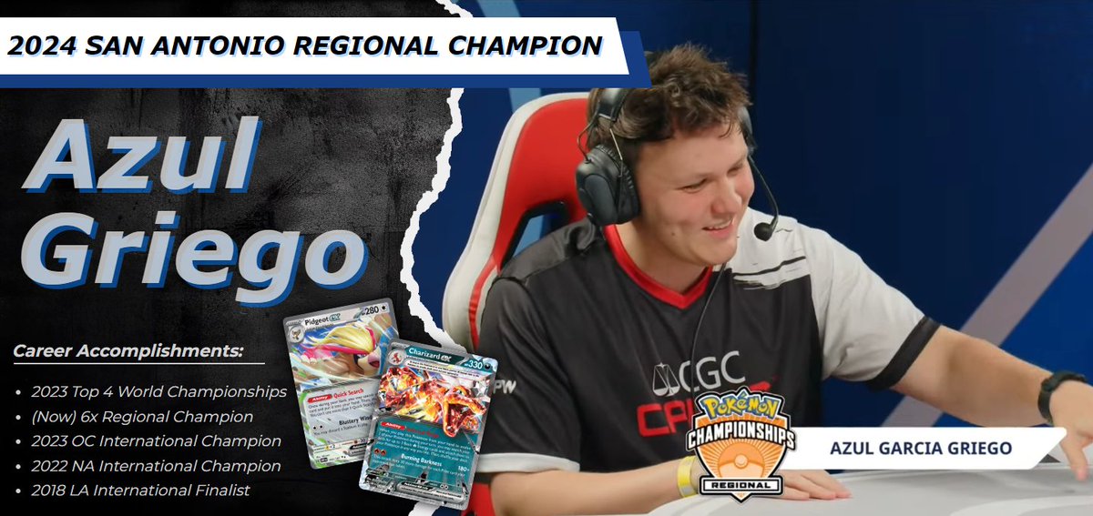 CONGRATULATIONS to our 2024 San Antonio Regional Champion, Azul Griego! <a href="/Azul_GG/">AzulGG</a> 

#PlayPokemon #PokemonTCG <a href="/day2events/">Day 2 Events Next Stop NAIC</a>
