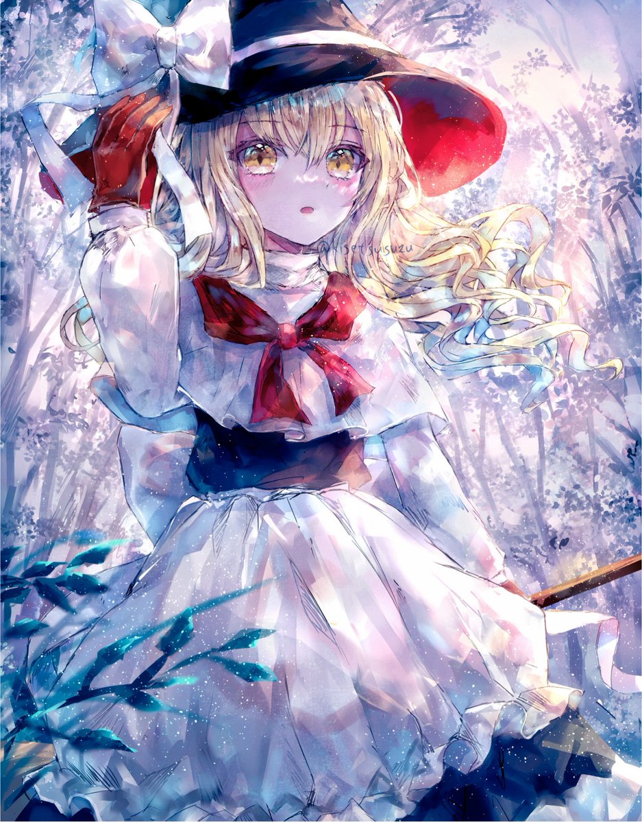 kirisame marisa 1girl hat solo blonde hair yellow eyes black headwear witch hat  illustration images