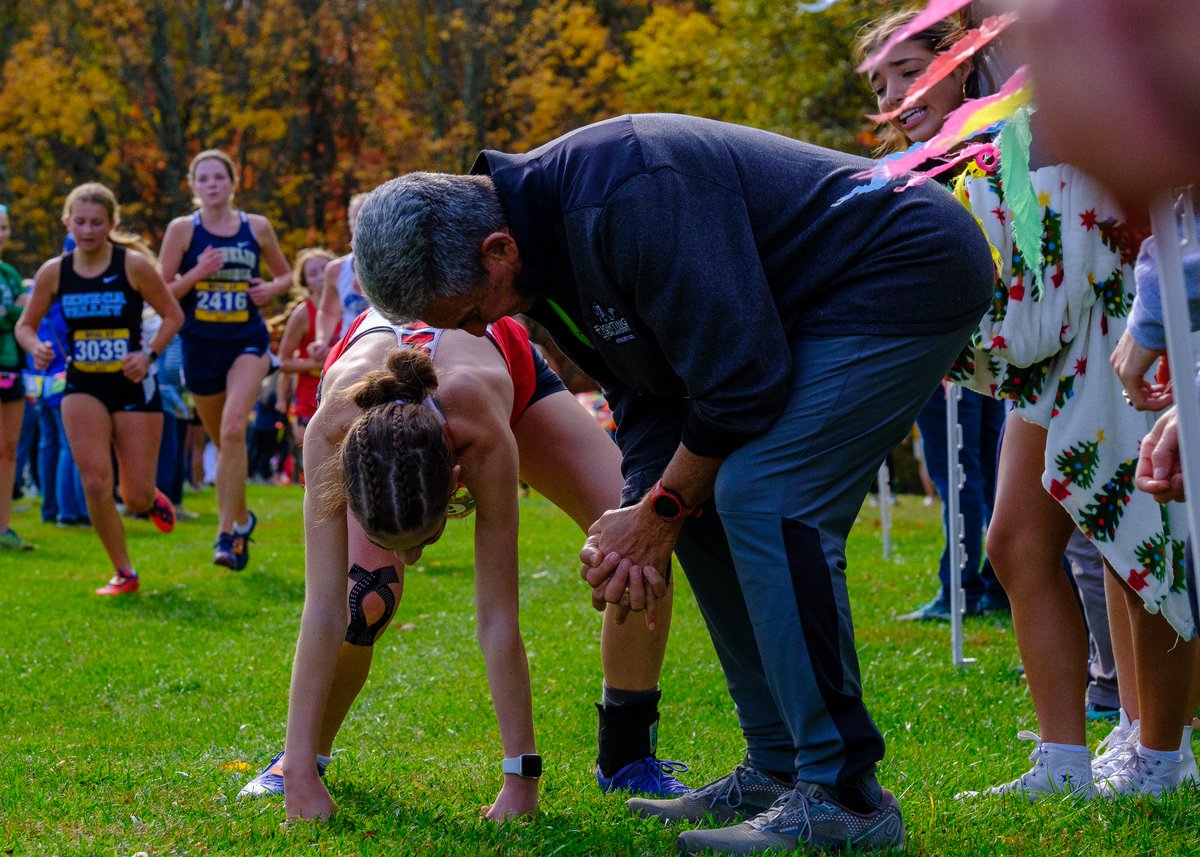 @BHSXC4 @oldschooltrack @BHSActivities @Baldwin_FHSN @BaldwinAthDept Caught this pic of Coach Wright at WPIALs. The runner from Peters collapsed about 30 yds from the finish and he was the only coach to approach her.  After a minute or so of encouragement, she got up and finished. Congrats Coach, sounds like it was well deserved!
