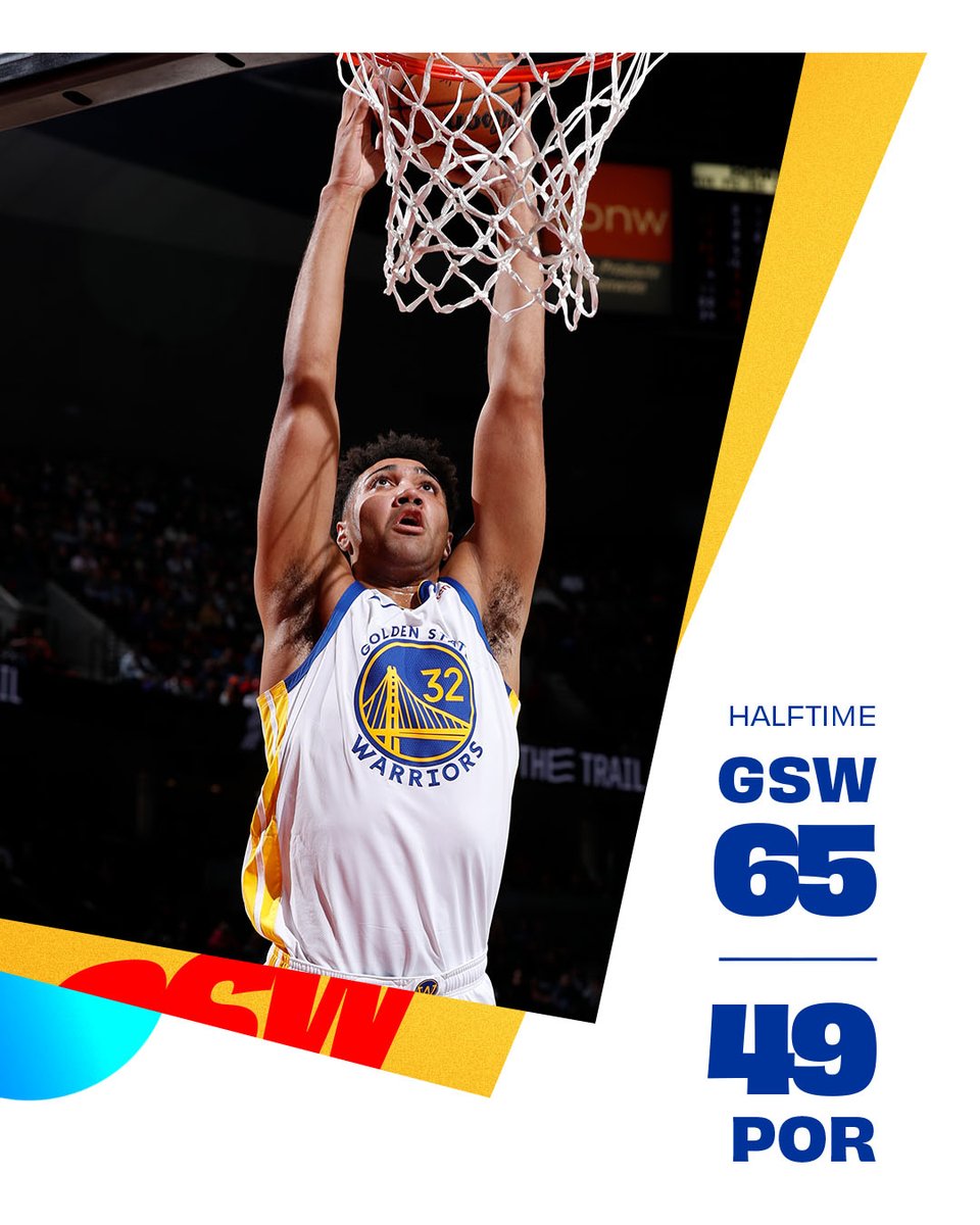 warriors's tweet photo. Up at the half 💪 https://t.co/1OeIt7dgXg
