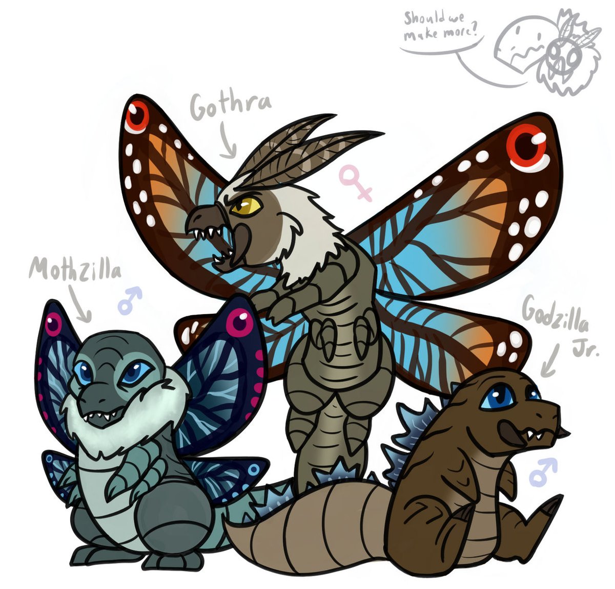 esto es raro pero me estaba pasando de mi colorsleona.deviantart.com osea en Deviantart y me encontré éste dibujó para que los que son fan de Godzilla o de mothra ósea la mariposa o polilla se suponen que estos son como sus hijos no se porque hay tantos dibujos así pero son lindos