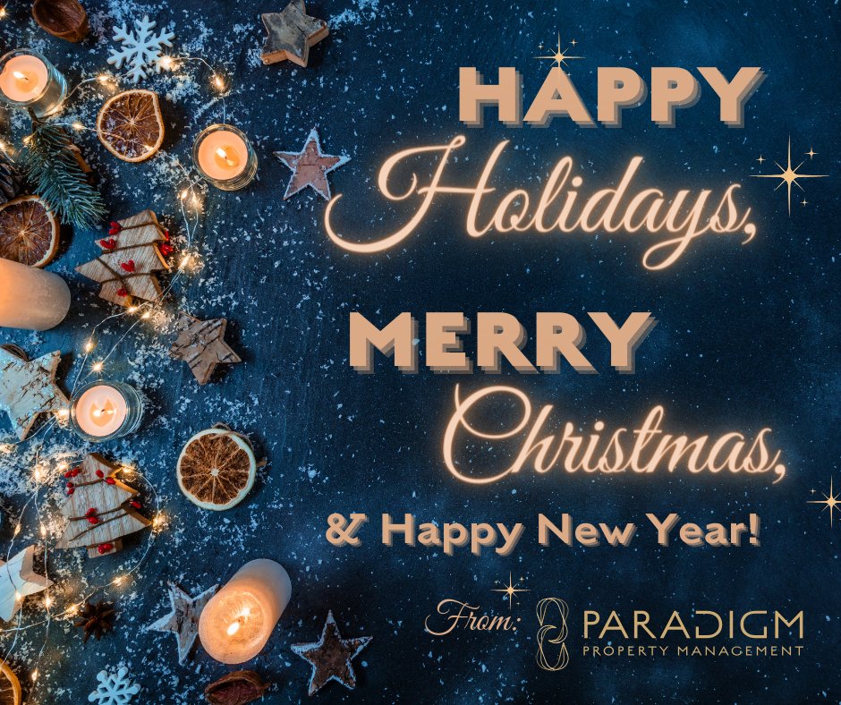 ParadigmPrMgmt's tweet image. Happy Holidays, Merry Christmas, &amp;amp; Happy New Year from the team at Paradigm Property Management!