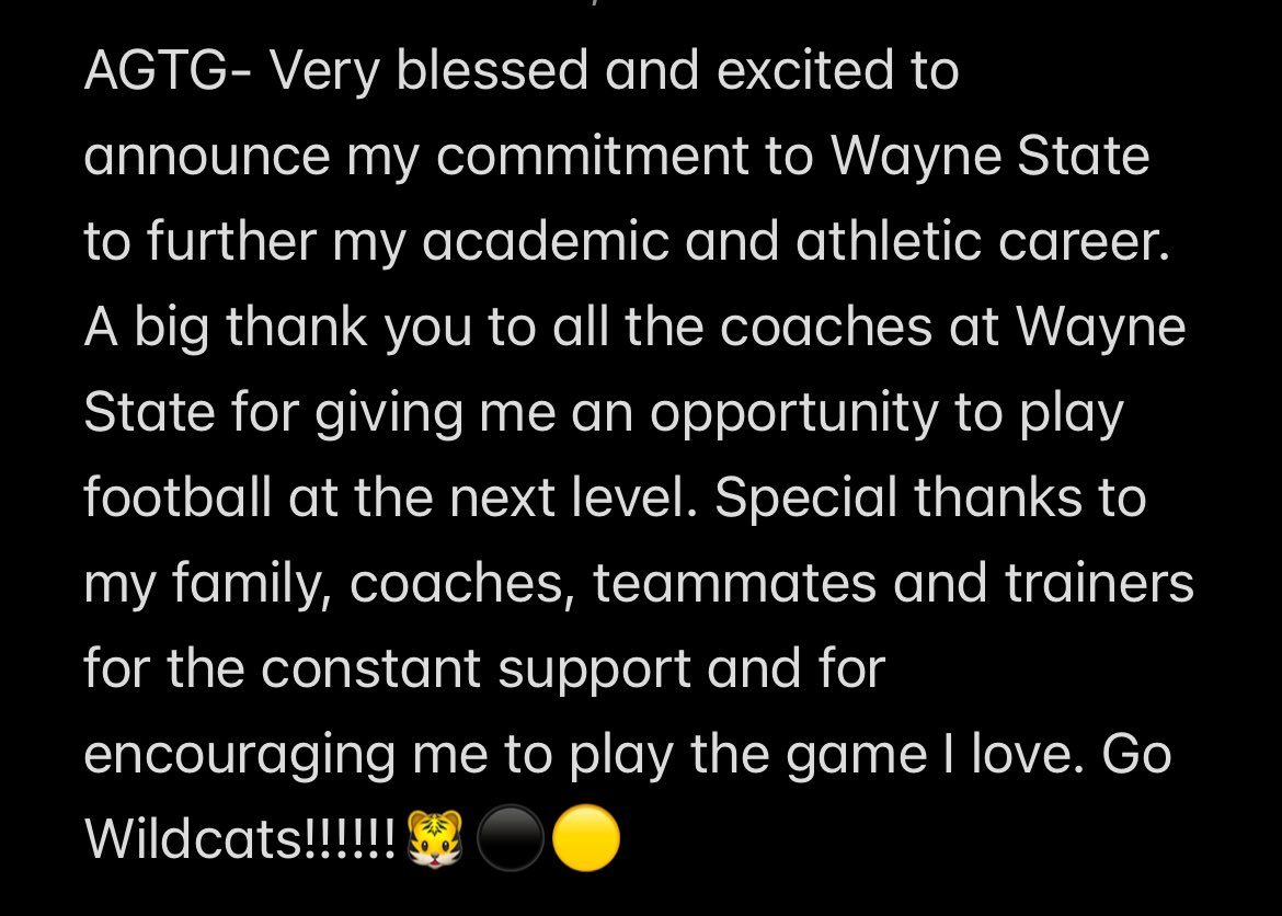 Zach Smid (@smidzach) on Twitter photo Committed!!!🐯⚫️🟡
<a href="/WayneStFootball/">Wayne State Football</a> <a href="/LMasters8/">Logan Masters</a> <a href="/COACHMCLAU/">SCOTT MCLAUGHLIN</a> <a href="/CoachKrueger3/">Tanner Krueger</a> @InnovativeAthl <a href="/CoachTWils/">Tom Wilson</a> Committed!!!🐯⚫️🟡
<a href="/WayneStFootball/">Wayne State Football</a> <a href="/LMasters8/">Logan Masters</a> <a href="/COACHMCLAU/">SCOTT MCLAUGHLIN</a> <a href="/CoachKrueger3/">Tanner Krueger</a> @InnovativeAthl <a href="/CoachTWils/">Tom Wilson</a>