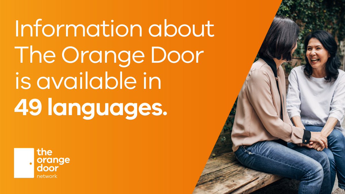 Information about The Orange Door has been translated into 49 languages to make it easier for everyone to access help &amp; support for family violence &amp; the wellbeing of children: orangedoor.vic.gov.au/other-language