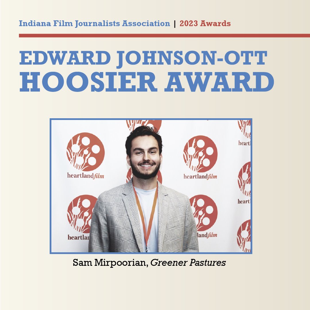Our winner for the Edward Johnson-Ott Hoosier Award <a href="/WorkOfMiro/">Sam Mirpoorian</a> <a href="/GreenerDoc/">Greener Pastures</a> #IFJA
