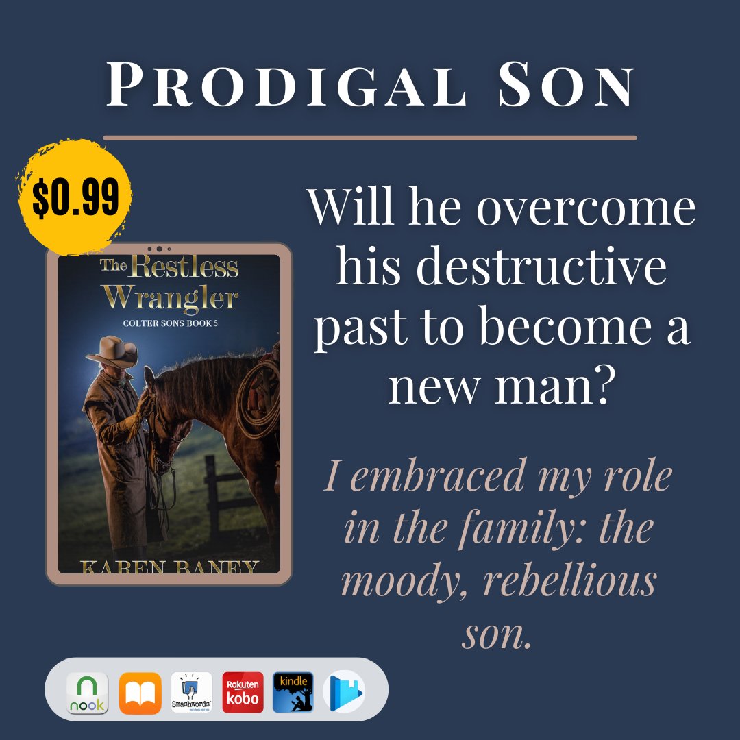 The Restless Wrangler (Colter Sons Book 5) by Karen Baney

karenbaney.com/colter-sons-se…

#christianromance #christianhistoricalromance #historicalromance #romancebooks #kindlereads #kindleromance #cowboyromance #cowboyromances #prodigalsonstory #nook #kobo #applebooks #googlebooks