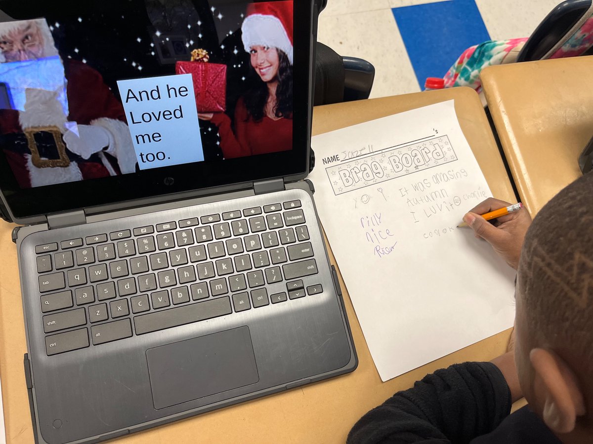 My second graders wrote and published their own stories using Google Slides. Brag boards were used to give positive peer feedback. #teachertwitter #elementaryteacher