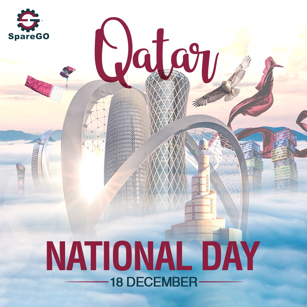 Happy Qatar National Day from the SpareGO team! 
🇶🇦✨ Wishing our beloved Qatar continued prosperity, unity, and joy. May this special day be filled with pride, celebrations, and a shared vision for a bright future. 🎉🚗 
#QatarNationalDay #SpareGO #UnityInMotion