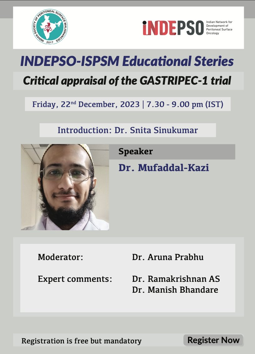 Mufaddal Kazi (@mufaddalkazi) on Twitter photo Join us to discuss the fine print in the GASTRIPEC-1 trial. Should it change practice?
<a href="/indepso/">INDEPSO</a> <a href="/Manishbhandare4/">Manish S Bhandare</a> <a href="/PSOGI_EC/">Peritoneal Surface Oncology Group International</a> <a href="/AndreasBrandl8/">Andreas Brandl</a> <a href="/PompiliuPiso/">Pompiliu Piso</a> <a href="/BeateRau/">Beate Rau</a> <a href="/PSugarbaker/">Paul H Sugarbaker</a> <a href="/glehenolivier/">glen</a> <a href="/bakrinna/">naoual bakrin</a> <a href="/oliviawriting/">Olivia Sgarbura</a> <a href="/alarjosan/">Alvaro Arjona</a> <a href="/DeliaCortesGuir/">Delia Cortés Guiral</a> <a href="/writeslkpushkin/">Aditi Bhatt</a> <a href="/sanket86024322/">sanket sharad mehta</a> Join us to discuss the fine print in the GASTRIPEC-1 trial. Should it change practice?
<a href="/indepso/">INDEPSO</a> <a href="/Manishbhandare4/">Manish S Bhandare</a> <a href="/PSOGI_EC/">Peritoneal Surface Oncology Group International</a> <a href="/AndreasBrandl8/">Andreas Brandl</a> <a href="/PompiliuPiso/">Pompiliu Piso</a> <a href="/BeateRau/">Beate Rau</a> <a href="/PSugarbaker/">Paul H Sugarbaker</a> <a href="/glehenolivier/">glen</a> <a href="/bakrinna/">naoual bakrin</a> <a href="/oliviawriting/">Olivia Sgarbura</a> <a href="/alarjosan/">Alvaro Arjona</a> <a href="/DeliaCortesGuir/">Delia Cortés Guiral</a> <a href="/writeslkpushkin/">Aditi Bhatt</a> <a href="/sanket86024322/">sanket sharad mehta</a>