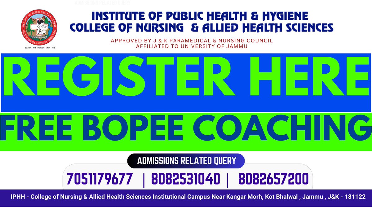 🌟 Ready to conquer the BOPEE examination and embark on a rewarding healthcare career? 🚀 Choose IPHH Jammu Campus for a proven method to crack the BOPEE exam! 💪🏥

Apply now: iphhnursingcollegejammu.org/online-apply-j…
📚✨
#BestNursingCollege #BOPEE2024 #NursePower #IPHHJammu🩺👩‍⚕️👨‍⚕️