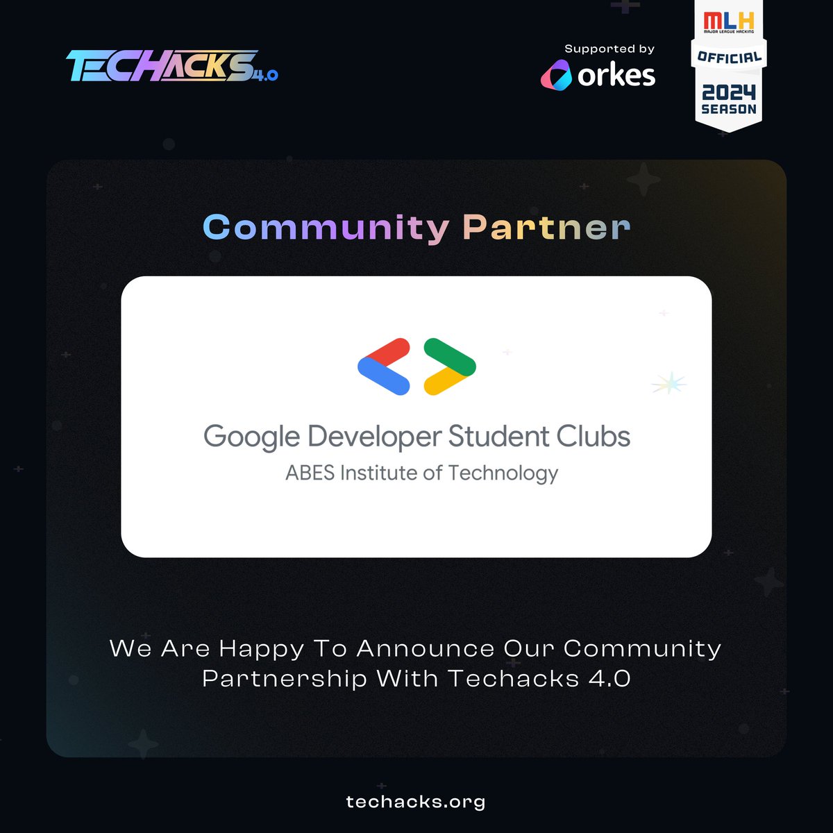 gdscabesit's tweet image. 🚀 Exciting news! 
We&apos;re now an official Community Partner with @Techackscu ! 

Join us in uplifting Hackathon culture &amp;amp; supporting the Hacker Community! 

Register at techacks.org. 🌟

 #techacks4.0 #mlh #hackathon @orkesio #GitHub