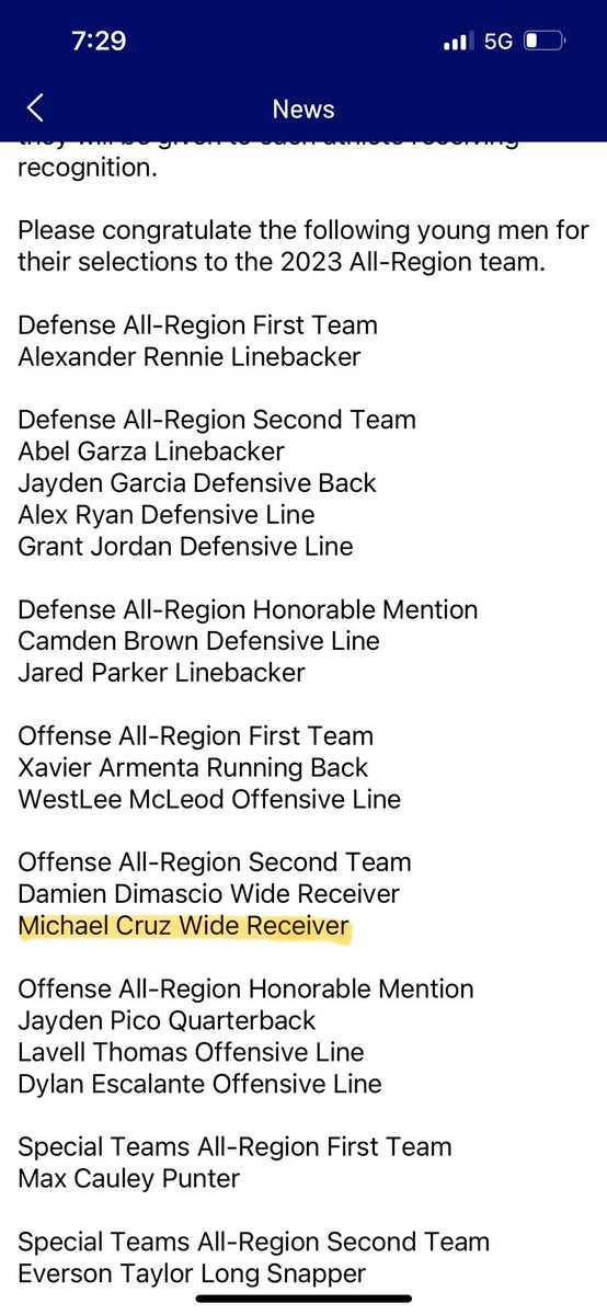 Michael Cruz - SHADOW RIDGE 6A - VARSITY C/O 2026 (@mikey_cruz_8) on Twitter photo Proud to have been recognized as 2023 Offense All-Region Second Team and 2023 Second Team Special Teams All District ‼️#keepworking <a href="/BurnsteinBrent/">Brent Burnstein</a> <a href="/B_Dbl_P/">Bradley Paulson</a> <a href="/SRHSFootball1/">Shadow Ridge Football -AZ</a> Proud to have been recognized as 2023 Offense All-Region Second Team and 2023 Second Team Special Teams All District ‼️#keepworking <a href="/BurnsteinBrent/">Brent Burnstein</a> <a href="/B_Dbl_P/">Bradley Paulson</a> <a href="/SRHSFootball1/">Shadow Ridge Football -AZ</a>