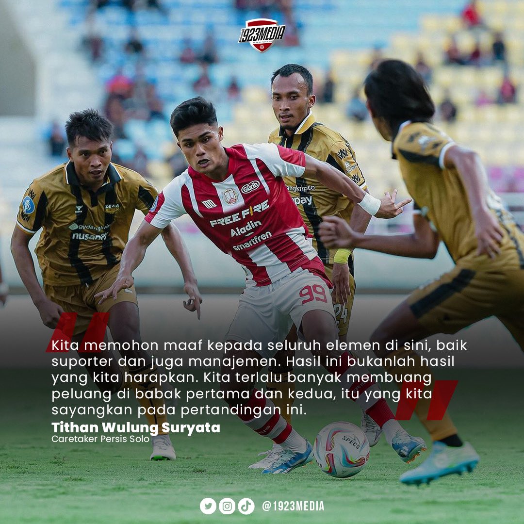 Pasca pertandingan di Stadion Manahan, Minggu sore, Tithan Wulung meminta maaf kepada suporter dan manajemen karena tidak bisa mengamankan poin penuh. 📰 @persisofficial #1923Media