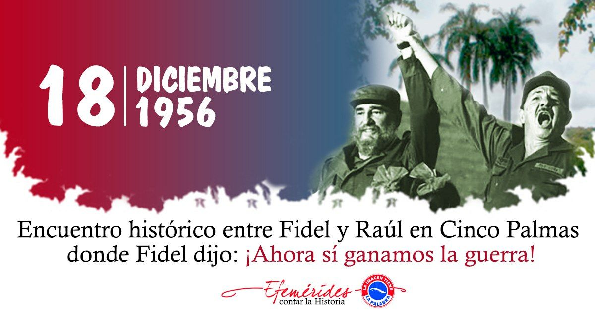 Al decir del Comandante Ramiro Valdés: “Ese Fidel nos llenó de esperanza en la victoria y encabezó la Revolución más limpia, justa y soberana que recuerde la historia de la humanidad. Cinco Palmas fue fragua, el núcleo inspirador del Ejército Rebelde”. #EstaEsLaRevolución