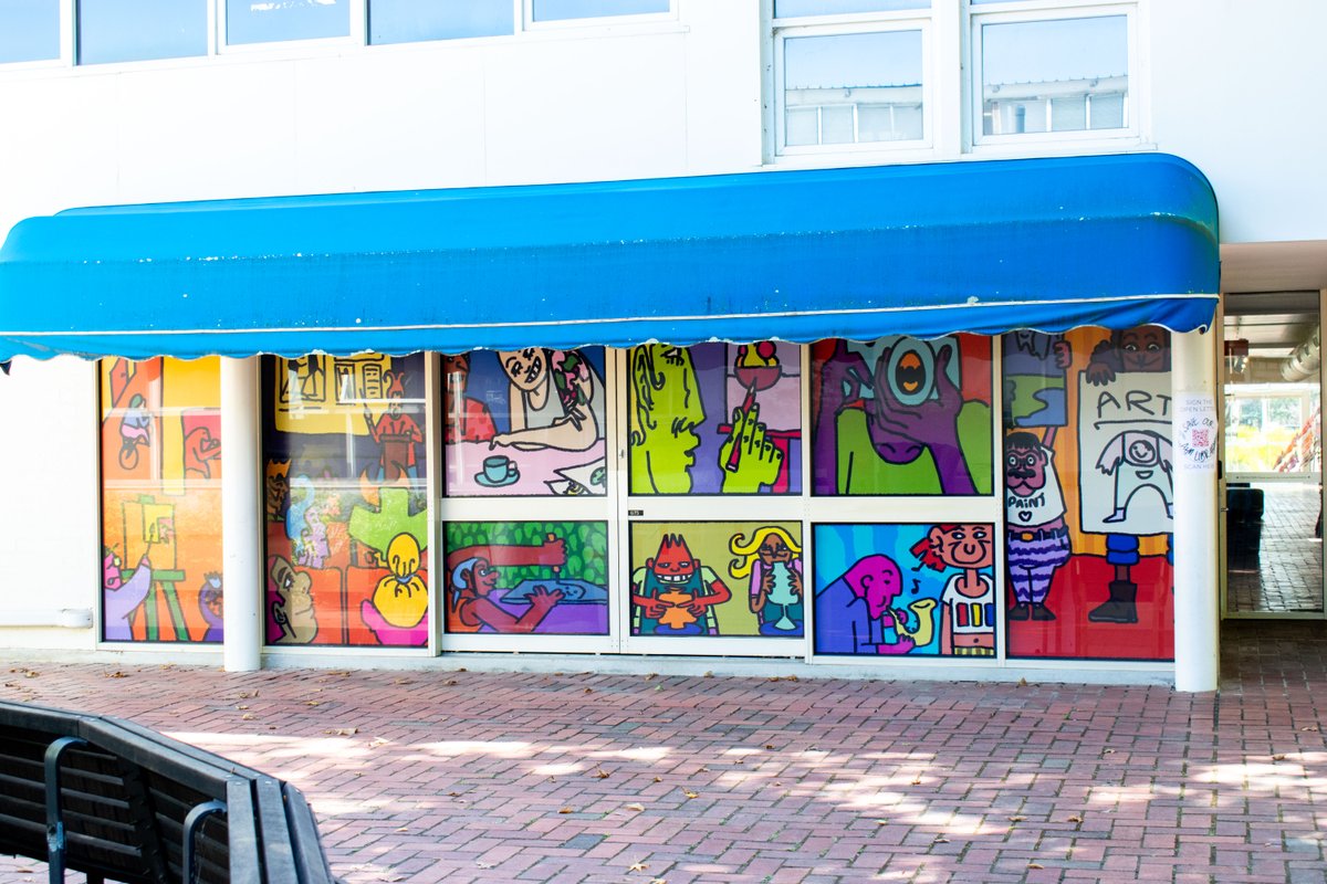 CASS Wellbeing, Diversity & Inclusion Grant supports a new mural! Nathan Ashley's 'Dozens of Artisans' chosen from a student competition, now displayed on the Foundation Room Office windows. loom.ly/khv6xn0 Image: 'Dozens of Artisans' by Nathan Ashley. Photo by Yun Hu