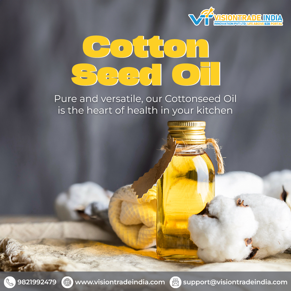 Pure health, pure taste. Vision Trade India presents premium Cottonseed Oil, your kitchen's secret to deliciousness.
#CottonseedOil #HealthyFats #CookingWithCottonseedOil #NaturalOil #HeartHealthy #NutritionBoost #KitchenEssential #HealthfulCooking #PlantBasedOil
#Omega3s #B2B