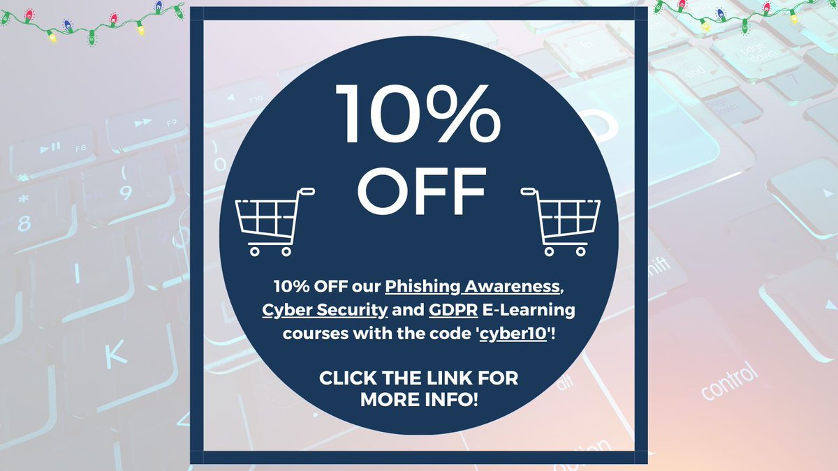 Not long left to save 10% on our #Phishing Awareness, #CyberSecurity and #GDPR online training! 💻 These courses are essential tools in protecting your business from cyber and data risks. Simply enter ‘cyber10’ at checkout to save: 👇 buff.ly/49MwpCj