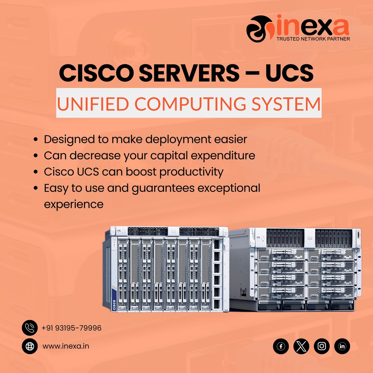 inexaTechnolog1's tweet image. Elevate your data centre game with Cisco UCS! Unmatched performance, simplified management. 💻 #CiscoUCS
#Inexa #cisco #ciscogurgaon #ciscousc #unifiedcomputingsystem #powerofcisco #dailypost #instagrampost #Reves #RevesDigital #RevesBI #ciscoproducts #ciscireseller #ciscooffer