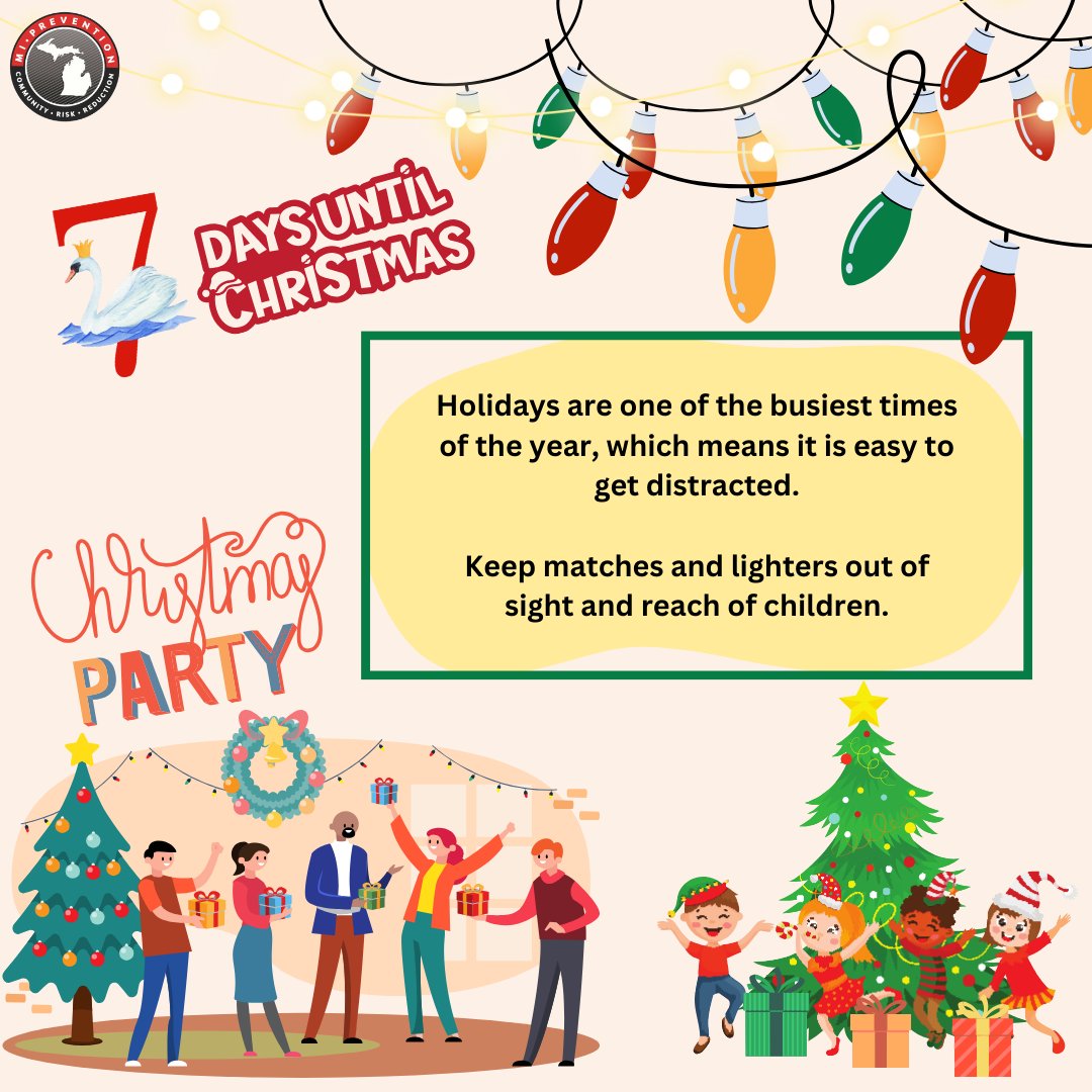 It's the season for Holiday Parties.....
You and your home may not be used to curious kids running around.

Please keep matches and lighters out of sight during your holiday gatherings.
Use battery-operated flameless candles.

#CuriousKids #FireSafety #Christmas2023