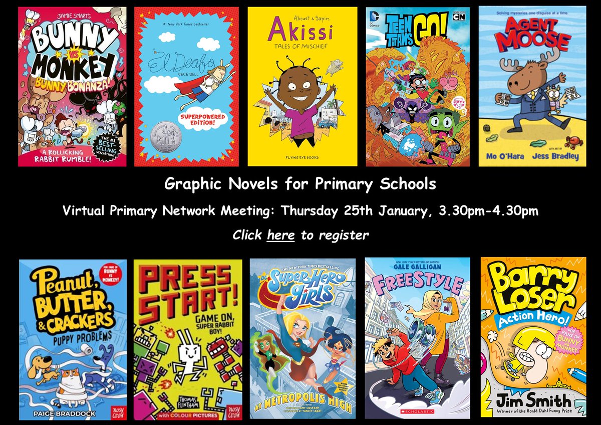 Primary Schools: Join us at our next virtual network meeting in January where we will talk about graphic novels for KS1/2. Click forms.office.com/e/RsuLXDYBSL to register or email schoolslibraryservice@warwickshire.gov.uk Everyone is welcome 😊 @wcc_schools 📚