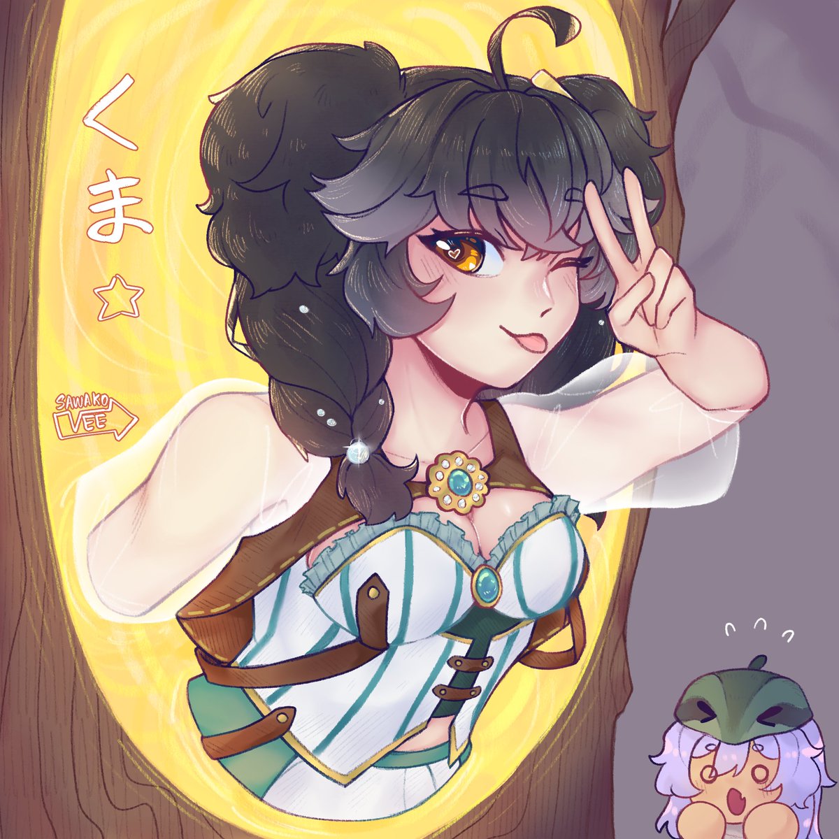 guess who was productive!

my finished part of the art trade with <a href="/ochakumaaa/">Kuma 🐻 ENVtuber</a> !! 💛💛