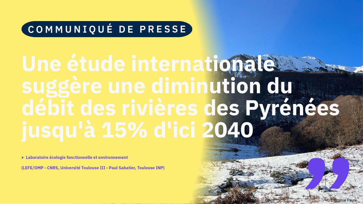 [CP de #science] Ces changements sont observés des deux côtés de la chaîne pyrénéenne et dessinent un scénario de réduction des ressources en eaux initié au cours des dernières décennies et qui pourrait s'accentuer à l'avenir. Travaux du @FuncEcolEnv @CNRS occitanie-ouest.cnrs.fr/fr/cnrsinfo/un…