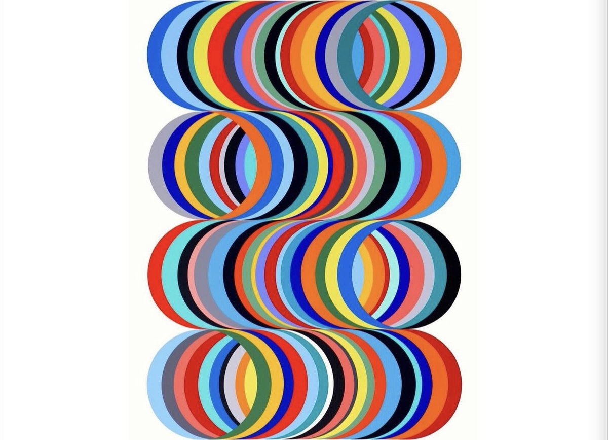 Euphonic Colour No. 30, by Angela Johal 

In her Euphonic Colour series, Johal combines colour and sound. This specific art piece contains 4 cylindrical shapes, where the circular openings represent how the ear takes in sound and the wave reflects how music affects emotions.