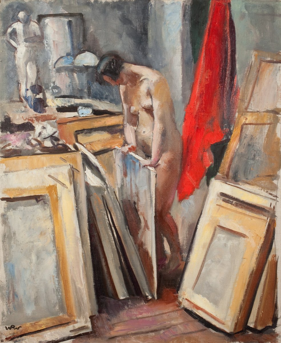 Wojciech Weiss - Modelka w pracowni (olej na płótnie, 73 x 60 cm), 1923, Muzeum Narodowe we Wrocławiu. #PolishMastersofArt #WojciechWeiss