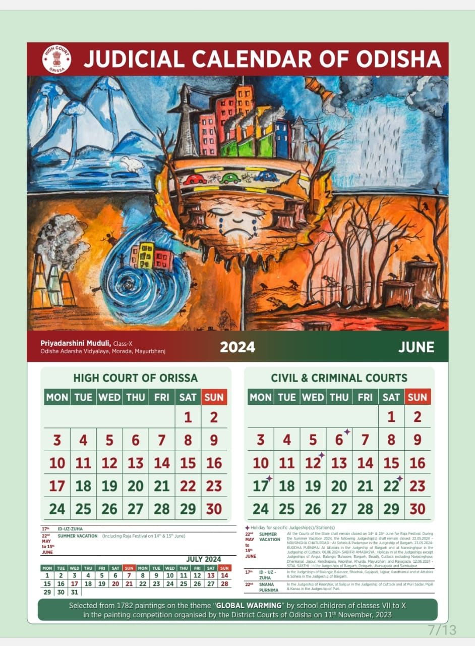Odisha Adarsha Vidyalaya Sangathan on X Proud moment for PRIYADARSHINI MUDULI class X of OAVMorada Mayurbhanj. Her painting has been placed in the Odisha Judicial calendar for the year 2024. Congratul...