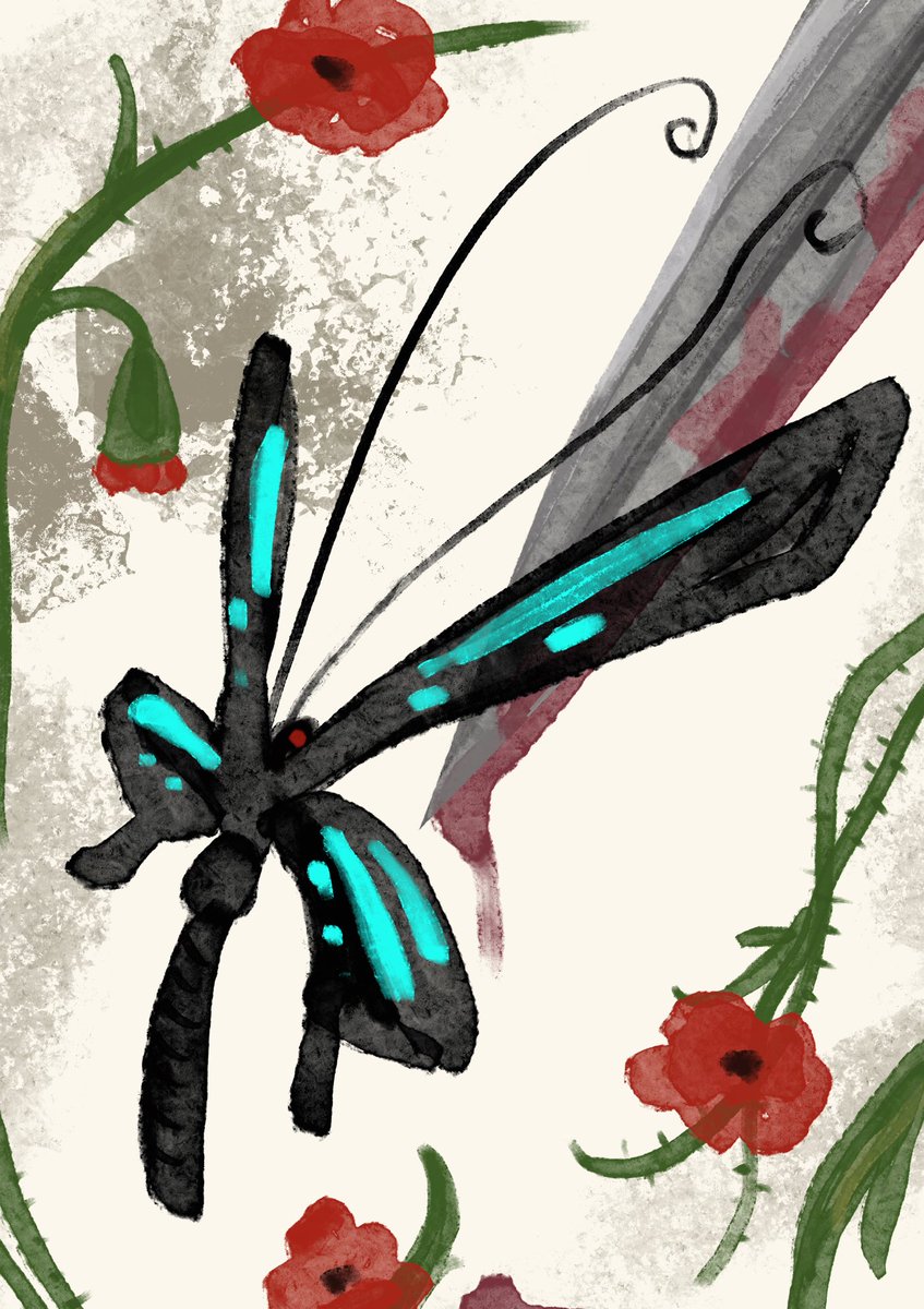 no humans bug flower pokemon (creature) wings red flower solo  illustration images