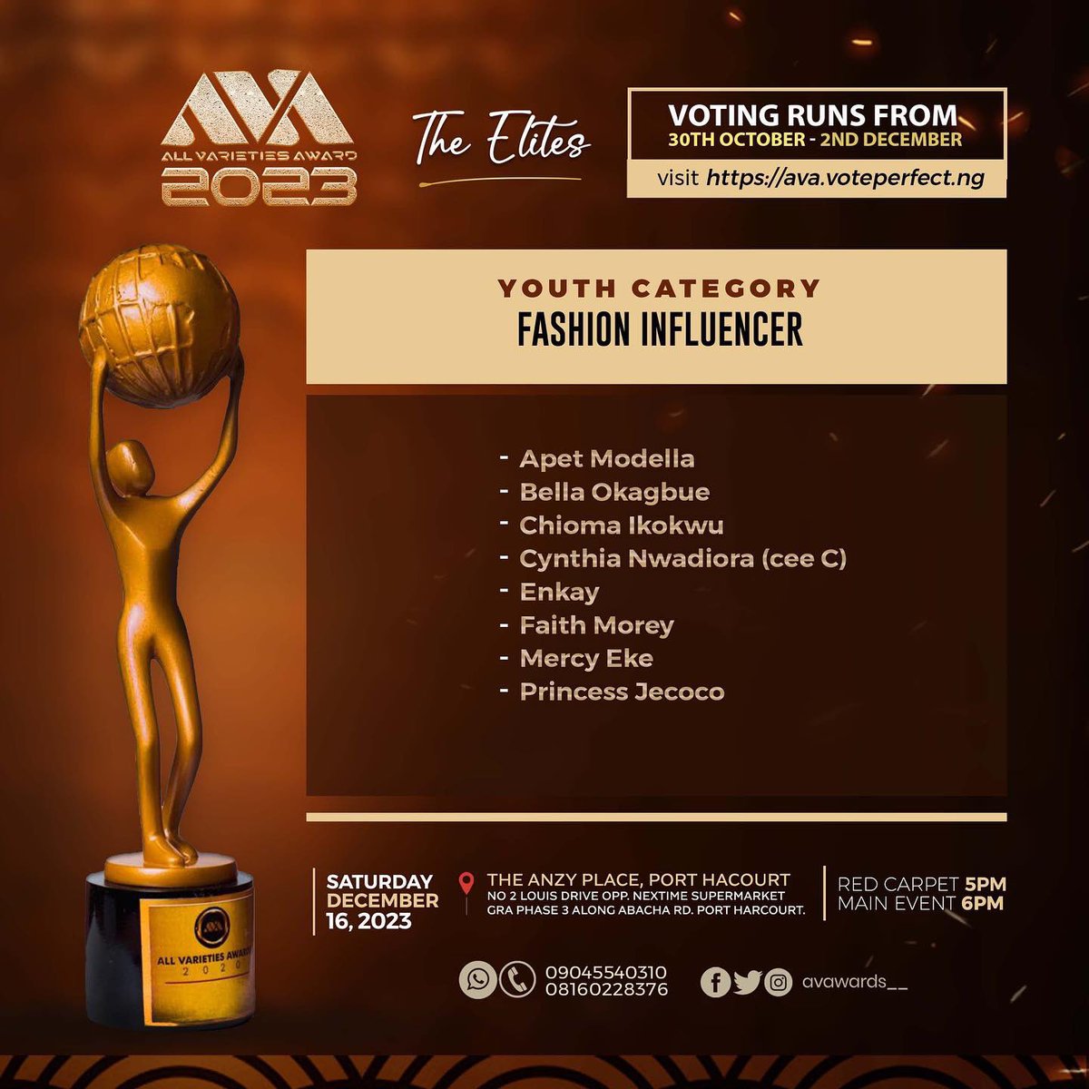 Congratulations Big Bella @bella_okagbue for wining the Fashion Influncer of the Year at the  the All Varieties Awards (AVAwards) Another one in the bag!💃🏽🥳🎉🙌🏽🥂🍾

#BellaOkagbue 
#Avawards