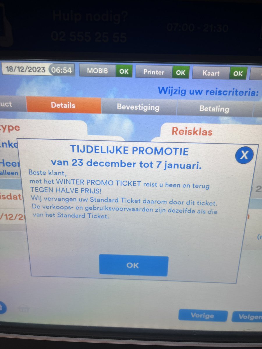 bepieter's tweet photo. Hit a glitch with @NMBS’s Winter Promo Ticket. Error 007 says it’s already the 25th? Time warp! Can NMBS fix this? #NMBS #Error007 https://t.co/QTyPv6OFrY