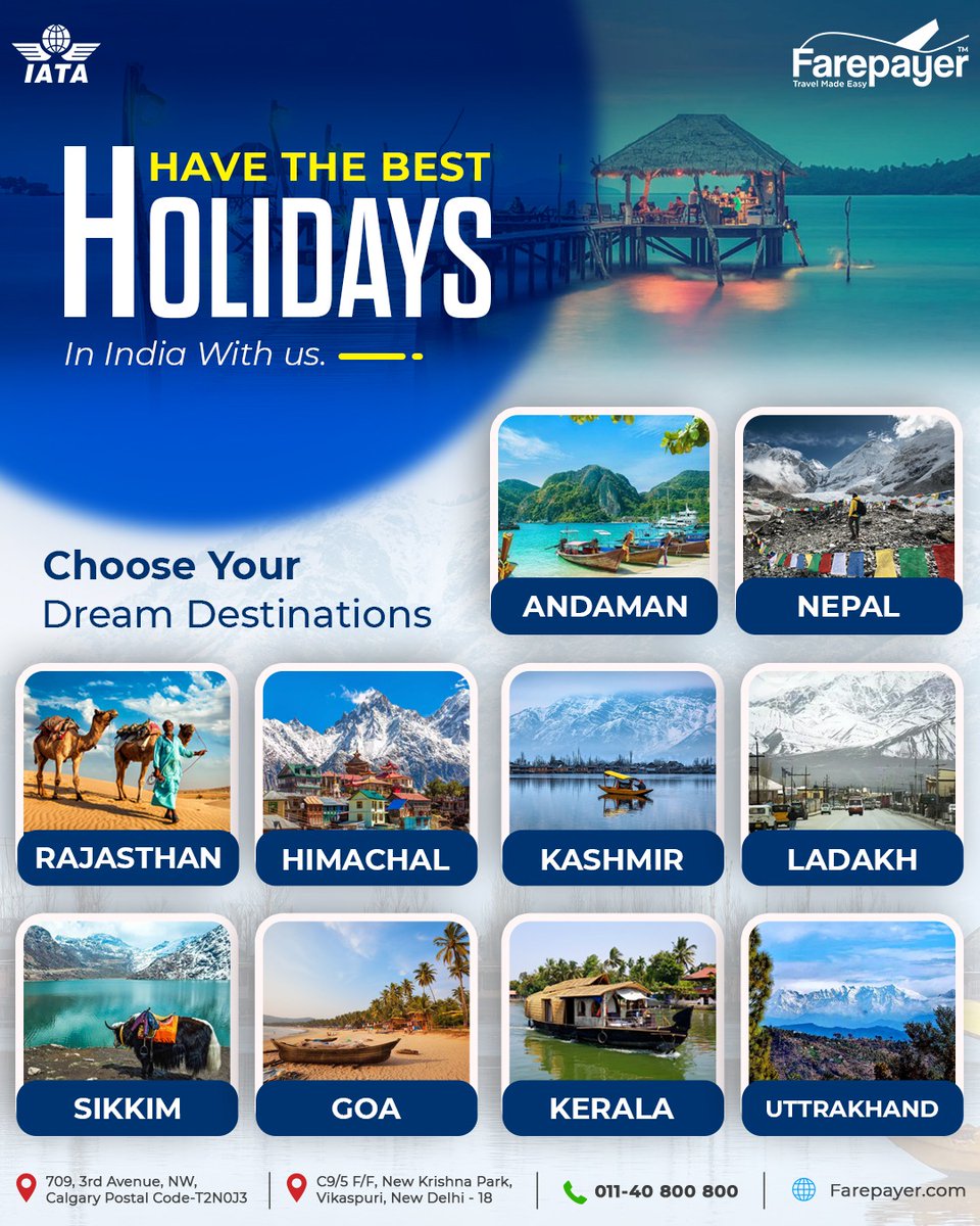 Get DOMESTIC TOURS Discounted Fare - 81304 89304
#tourpackage #travelpackage #holidaypackage #holidaypackages #tourandtravel #farepayer #andamantour #nepaltour #rajasthantour #himachaltour #kashmirtourism #ladakhtourism #sikkimtourism #goatourism #keralatourism #uttrakhandtourism