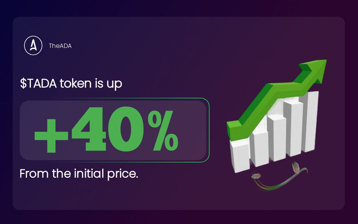 $TADA token has experienced a significant 40% increase in its price since the initial listing! 🚀🚀

👉Check here: dextools.io/app/en/ether/p…

#TADA #TheADA