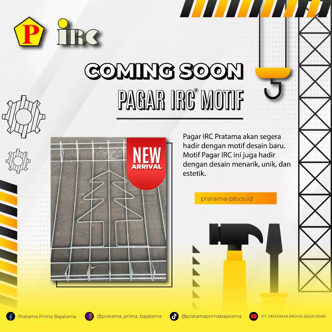 PBajatama's tweet image. COMING SOON! 

Kami  mengumumkan peluncuran produk terbaru kami - Pagar IRC dengan sentuhan ornamen dan gaya baru siap menghiasi property kalian✨

#pratamaprimabajatama #pagarirc #pagarbrc #konstruksi #materialbangunan #infobangunan #december #christmas #comingsoon #order #fence