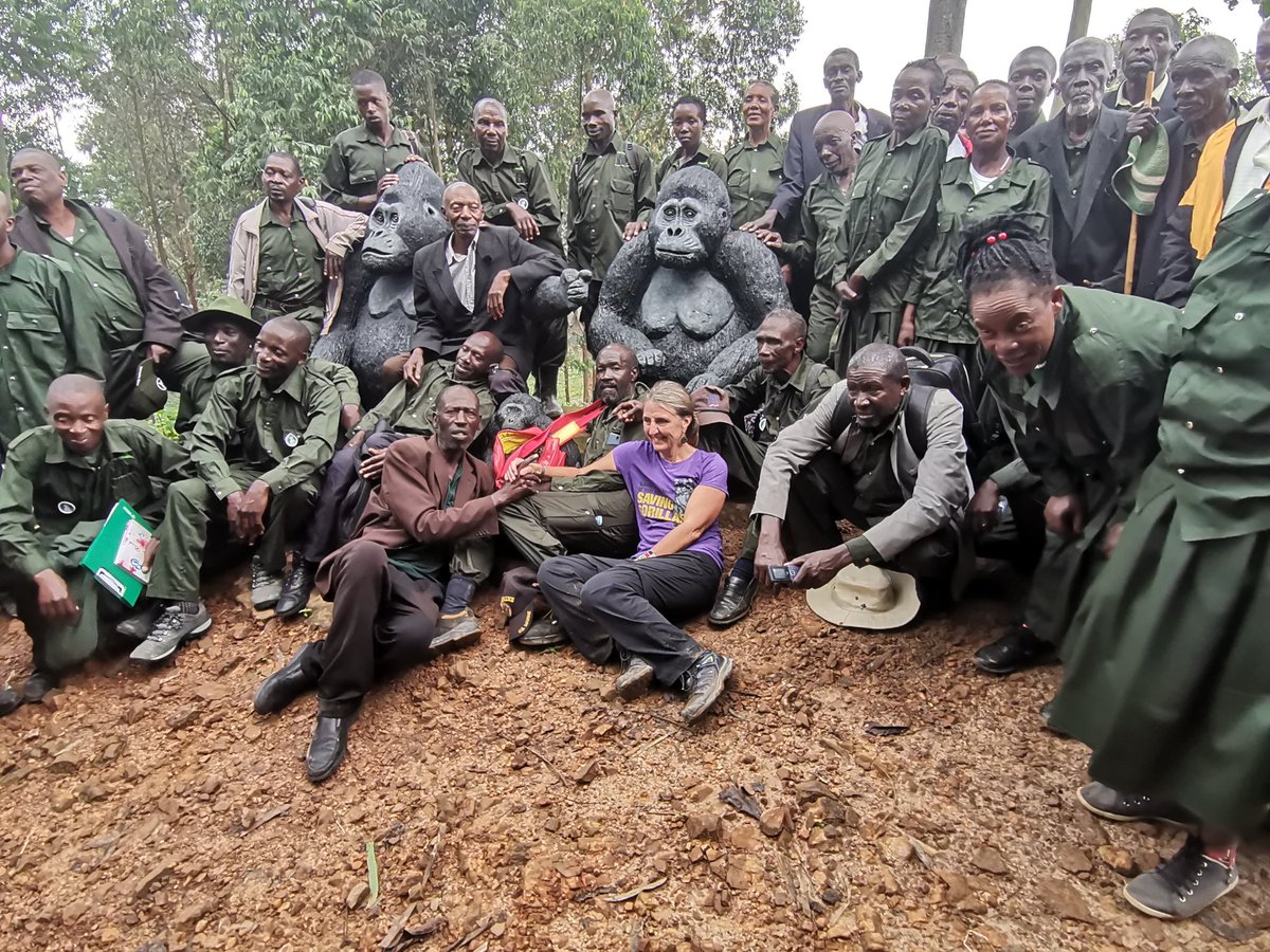 Bwindi Retired Rangers Association posing for a group photo after a joint meeting together with stakeholders in Nteko village of Nkuringo Town Council, Southern sector of Bwindi impenetrable national park.