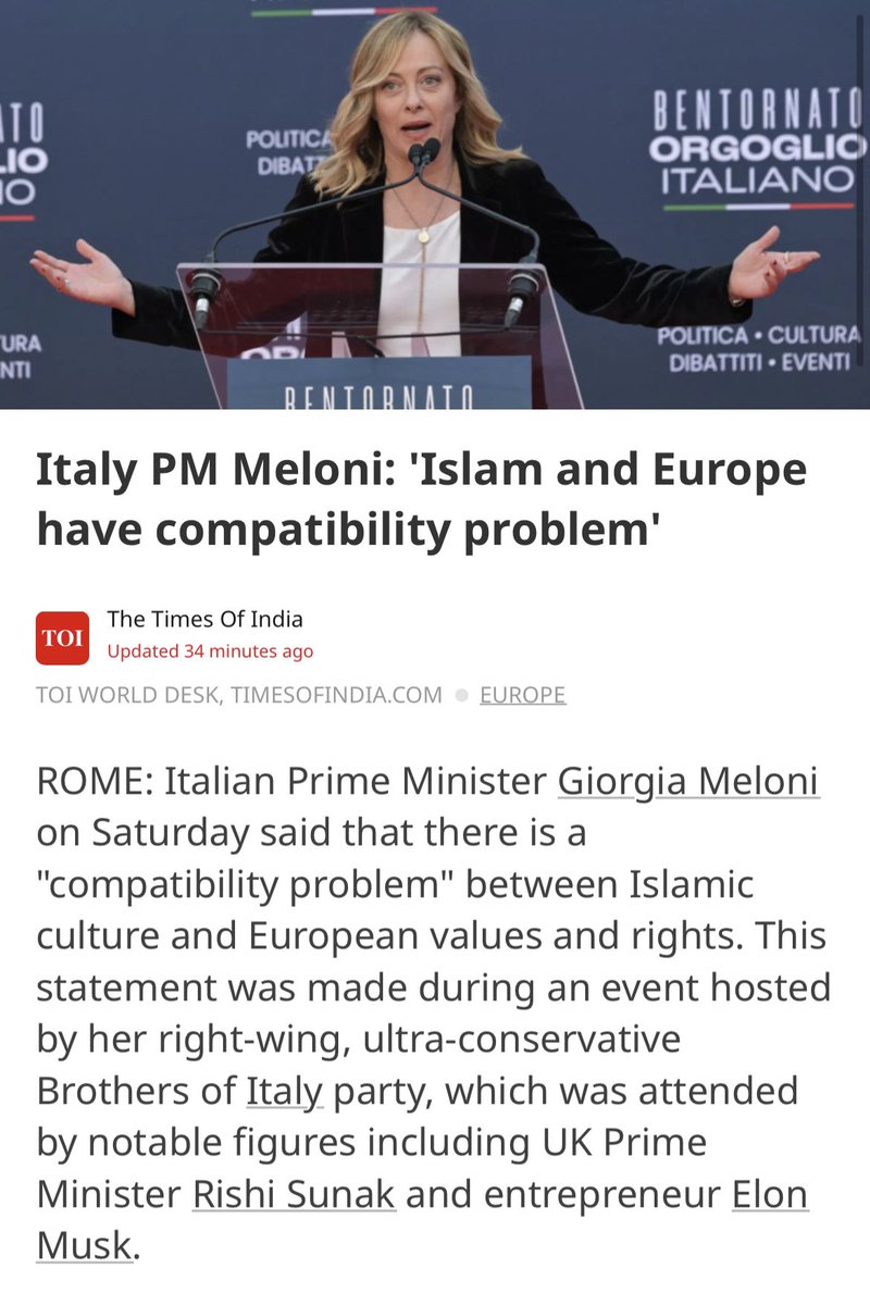 Finally Europe has leaders like @GiorgiaMeloni who are willing to kick the #PoliticalCorrectness into the dustbin & call out the spade threatening the continuity of open & free societies. Politicians like Meloni & @geertwilderspvv have minced no words whilst calling out the