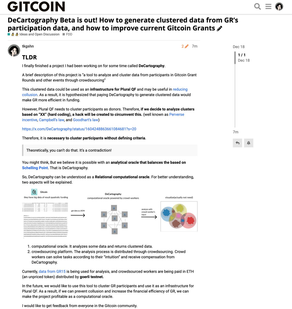 &#34;DeCartography Beta is out! How to generate clustered data from GR’s participation data, and how to improve current Gitcoin Grants&#34;

Hi, &lt;a href=&#34;/gitcoin/&#34;&gt;Gitcoin&lt;/a&gt; community. I&#39;ve just published a new post on the forum. introducing what&#39;s the &lt;a href=&#34;/DeCartography/&#34;&gt;DeCartography | Web3 crowdsourcing&lt;/a&gt; and how to improve current Gitcoin.