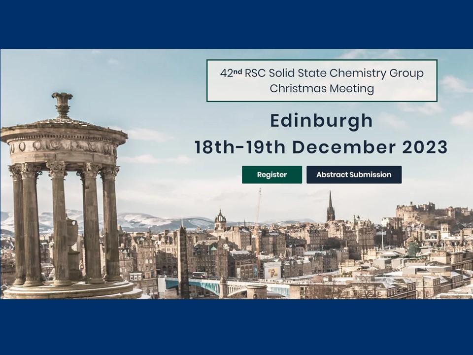 Off to beautiful Edinburgh for the traditional end-of-year @RoySocChem @SscgR Solid State Chemistry Group Xmas Meeting. Looking forward to seeing friends & colleagues including @jad5888 @scanlond81 @Robert_Palgrave @robajackson @prslaterchem @JanSkakle @CumbyLab